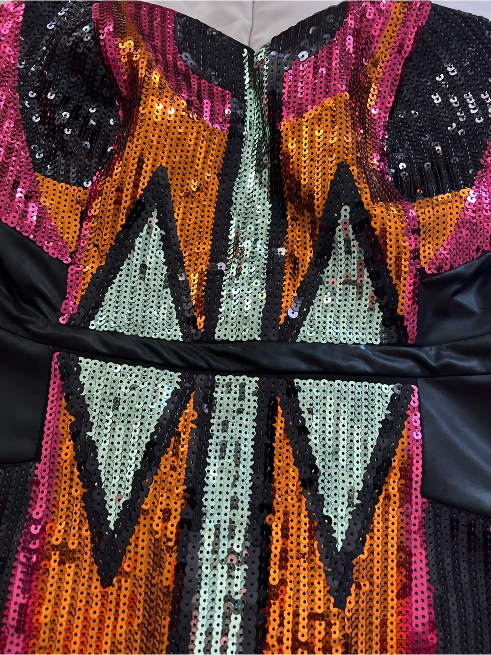 2B Bebe Sequin Mini Dress Strapless Colorblock Bodycon Y2K Glam M - Picture 3 of 8